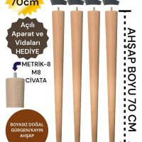 4 Adet 70 cm Ahşap Konik Masa Ayağı